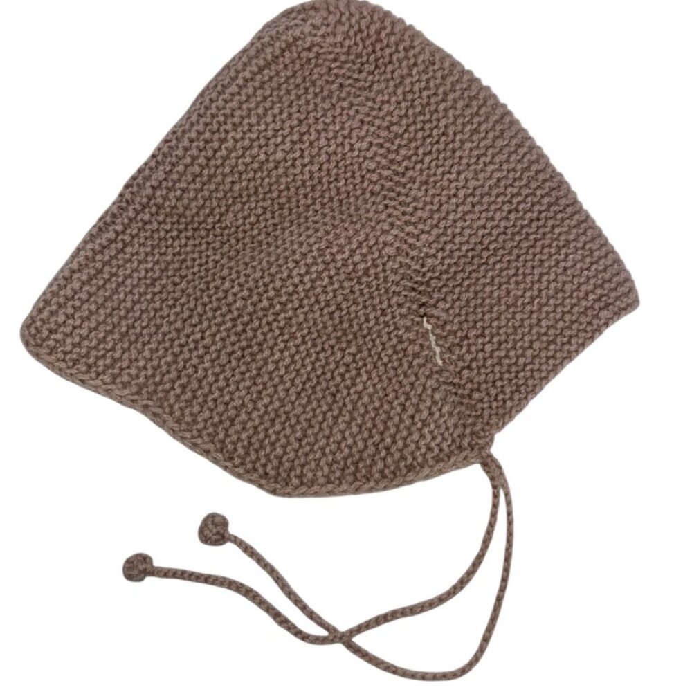 Khaki 100% cashmere ribbed terracotta baby winter hat